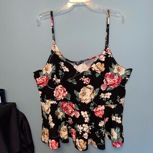 Shein Curve Floral Peplum Spaghetti Strap Top Size 5X